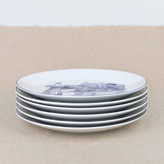 Set of six Souleiado dessert plates