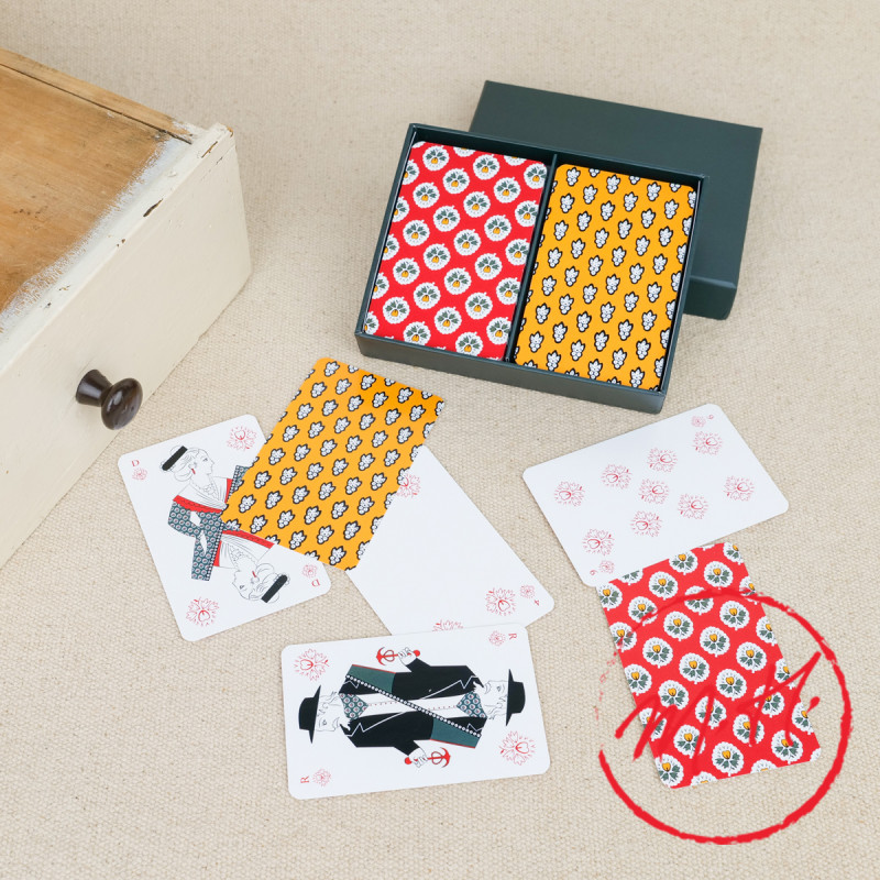 Souleiado Mouche yellow cards set Arles red Provencal flowers