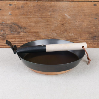 Folding frying pan 24cm beech wood plank eucalyptus