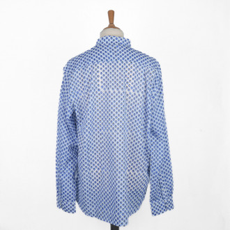 Provencal shirt with blue calissons motif