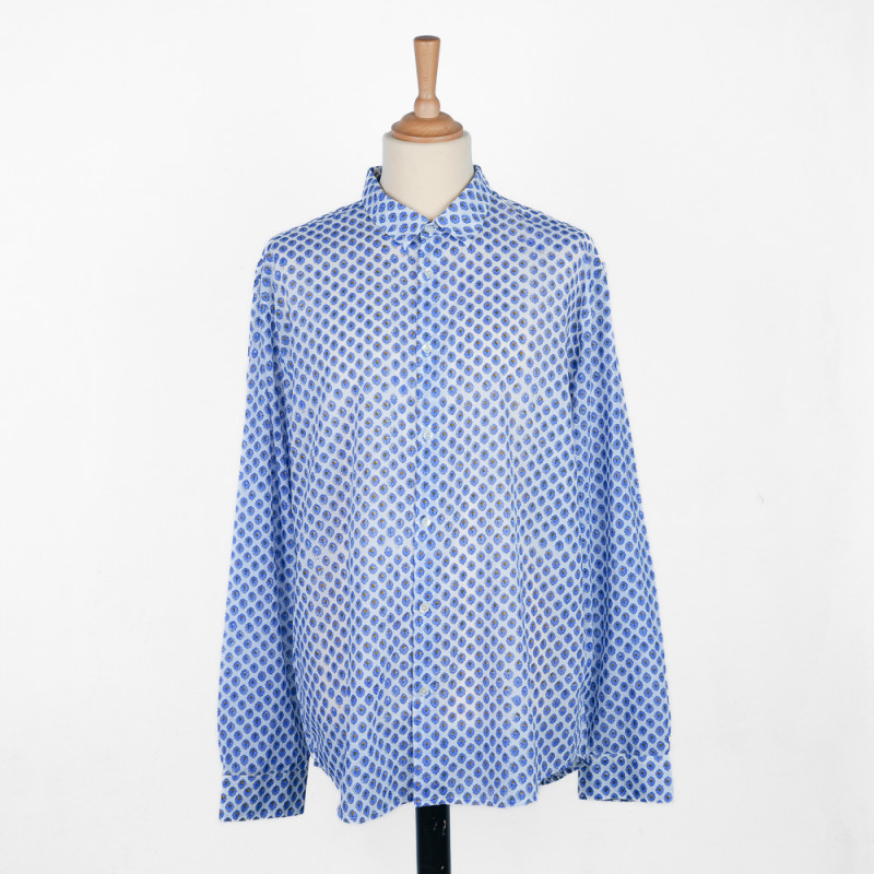 Chemise provençale motifs calissons bleus