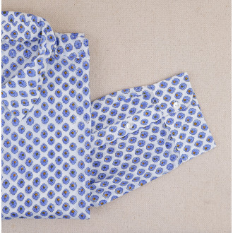 Chemise provençale motifs calissons bleus