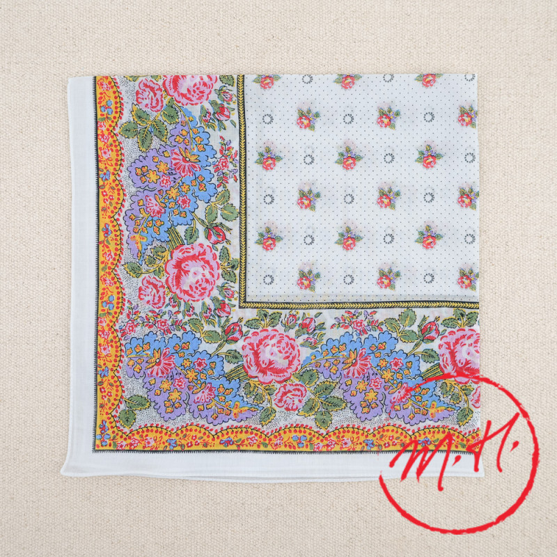 White and pink Provencal scarf
