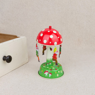 Carrousel mécanique champignon et gnomes