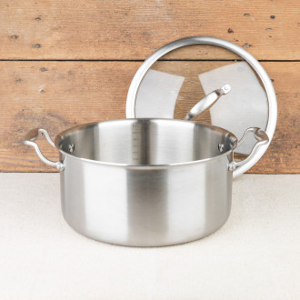 Stainless steel casserole with glass lid