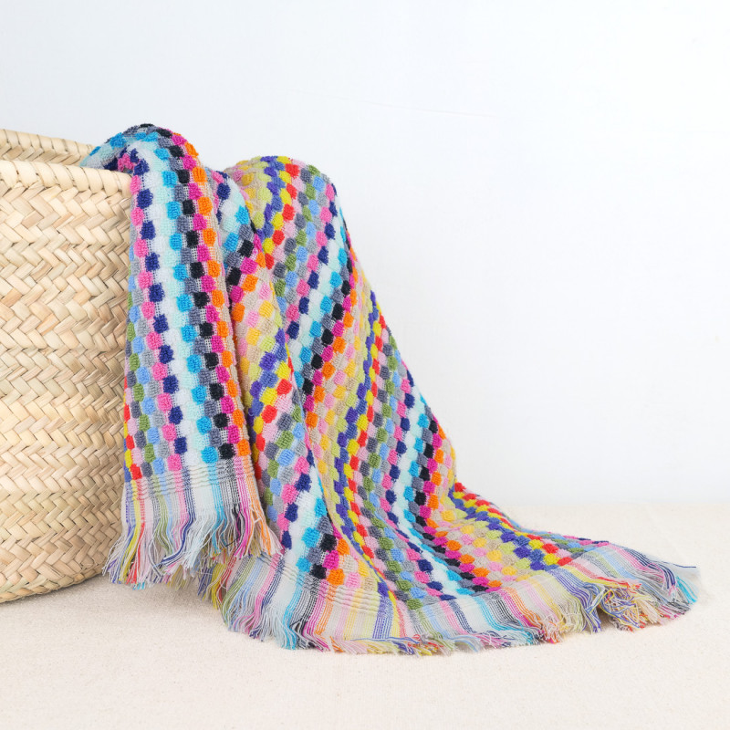 Drap de plage à carreaux