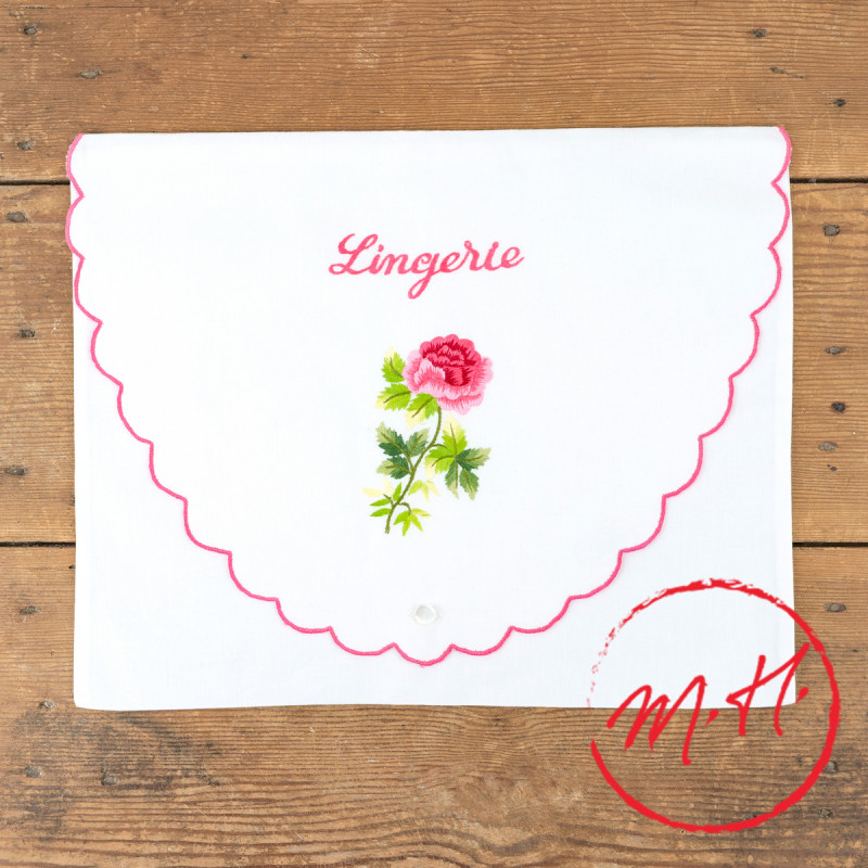 Pochette brodée Lingerie Rose