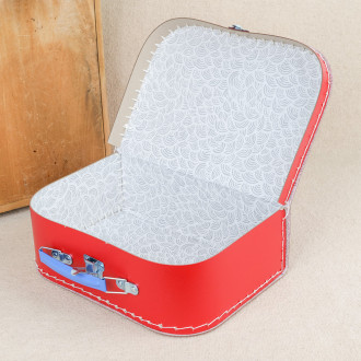 Mini red cardboard suitcase for children