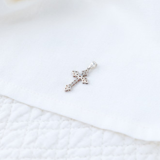 Silver and garnet Arles cross pendant