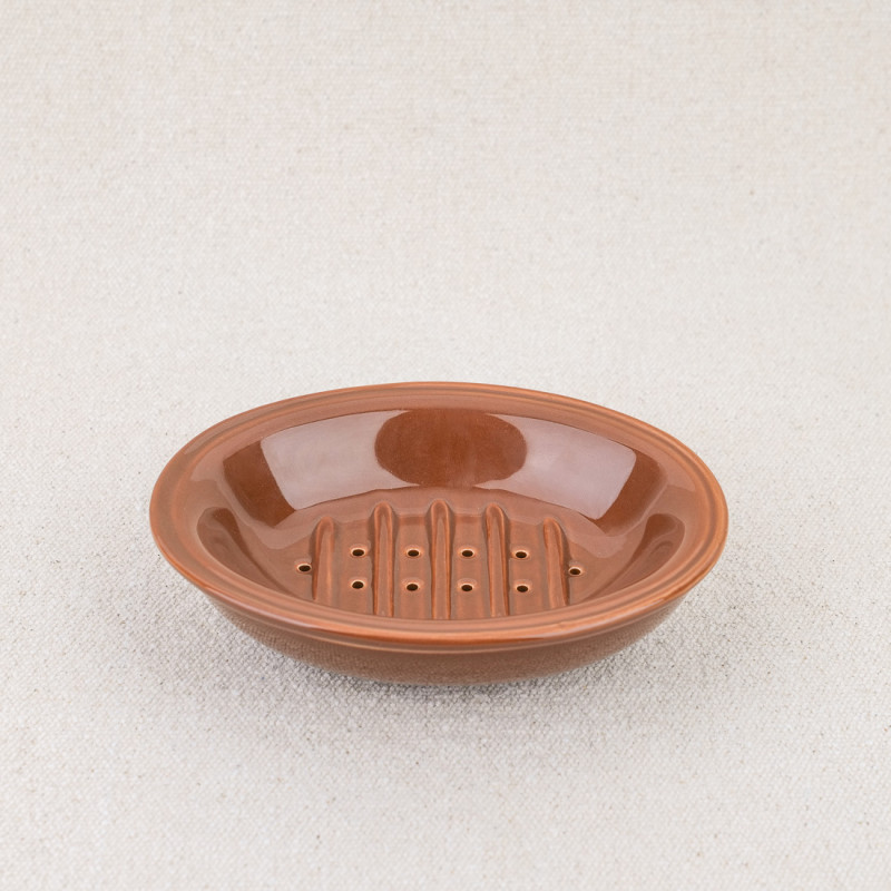 Brown ceramic soap dish