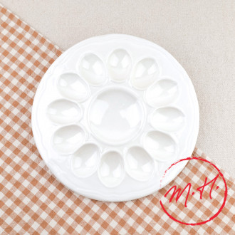 Assiette oeufs mimosas Email blanc