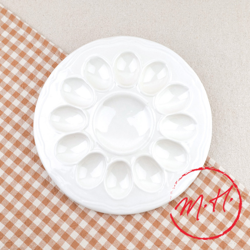 Assiette oeufs mimosas Email blanc