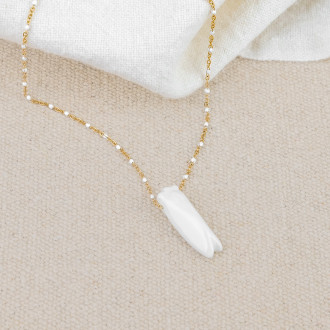 White ceramic cicada necklace
