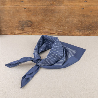 Blue work calico with white polka dots