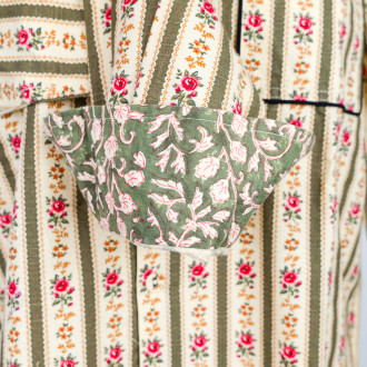 Chemise avec bordures kaki et roses