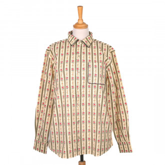Khaki shirt with antique flowers