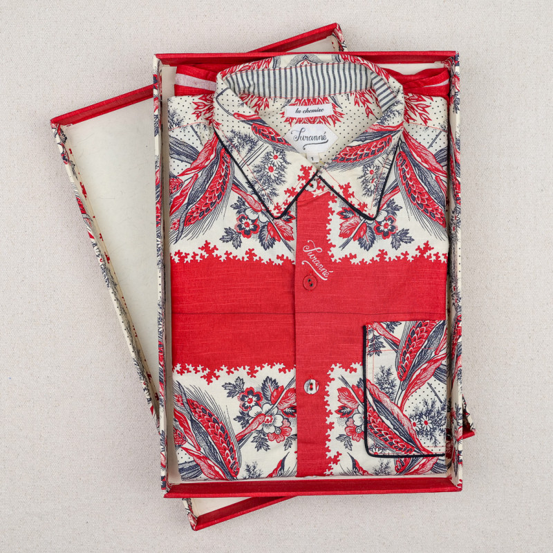 Chemise épis de blé rouge