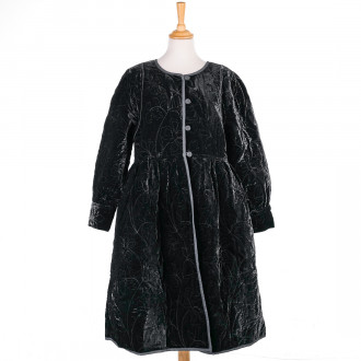 Long reversible coat in black velvet