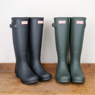 Bottes hautes Hunter noires et vert olive