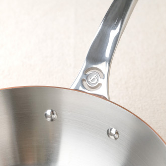 Domed copper and stainless steel sauté pan 24 cm