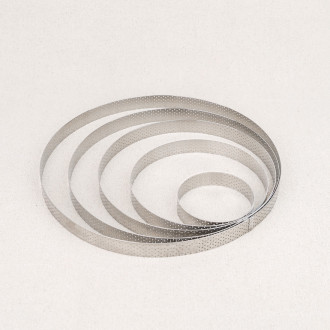 Perforated stainless steel pie ring De Buyer
