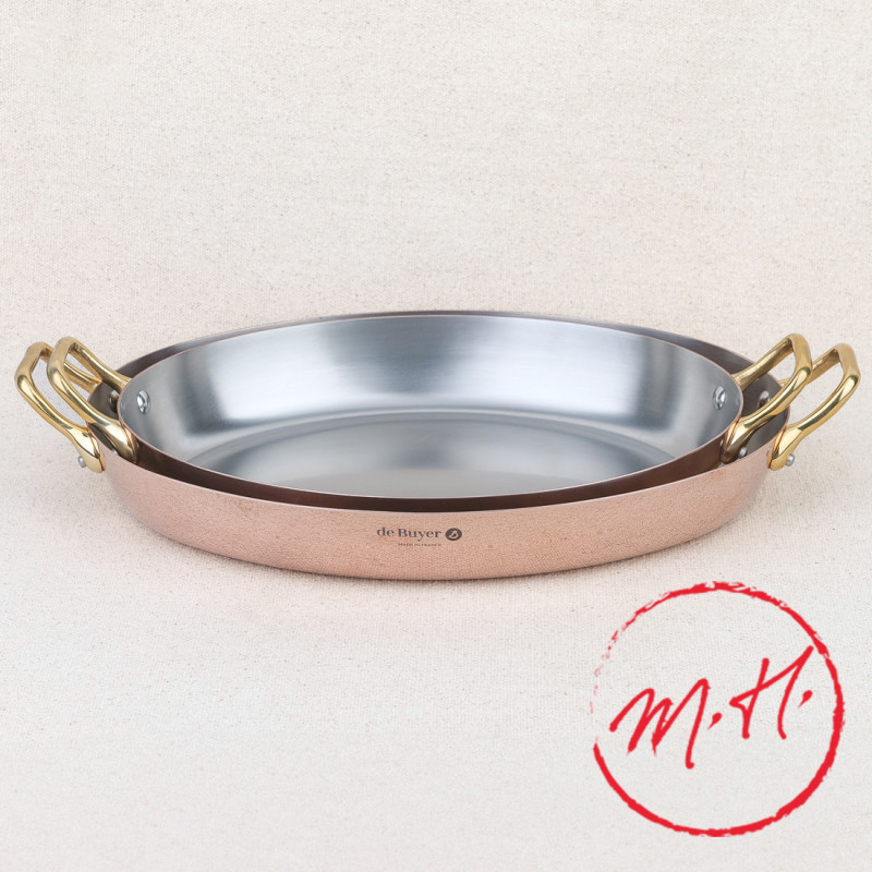 Oval casserole dish with brass handles