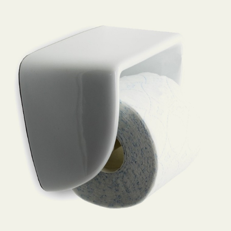 Dérouleur de papier toilette en porcelaine blanche