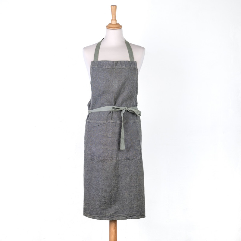 100% linen anthracite grey apron