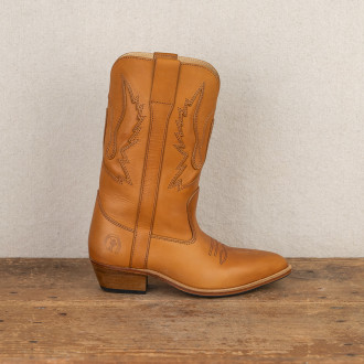 Botte gardiane santiag cuir naturel