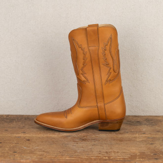 Botte gardiane santiag cuir naturel