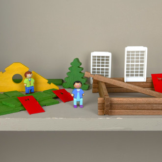 jeu de construction chalet en bois