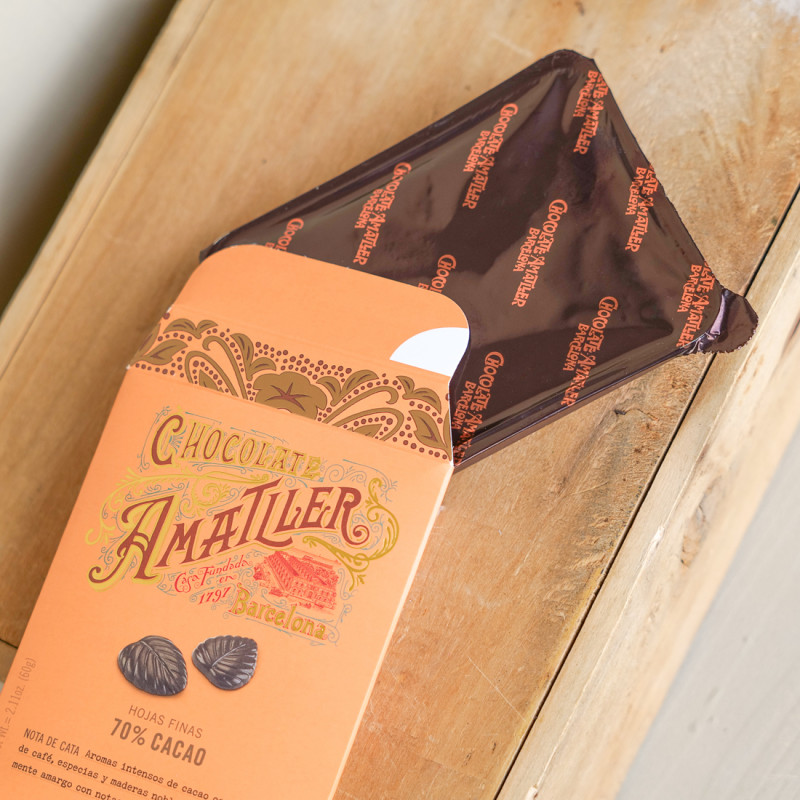 70% cocoa dark chocolate leaves