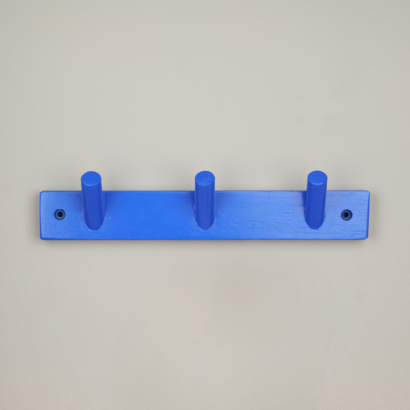 Blue wooden coat rack