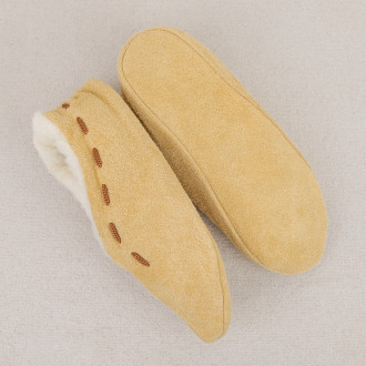 Chaussons en cuir et laine