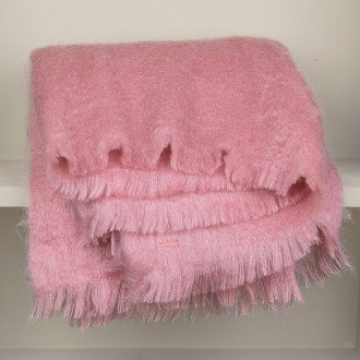 Plaid en mohair 140 x180 cm rose