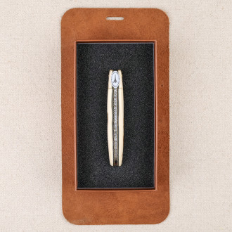 Eiffel Tower Laguiole knife, mammoth ivory crust handle, unique piece