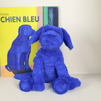 Doudou chien bleu