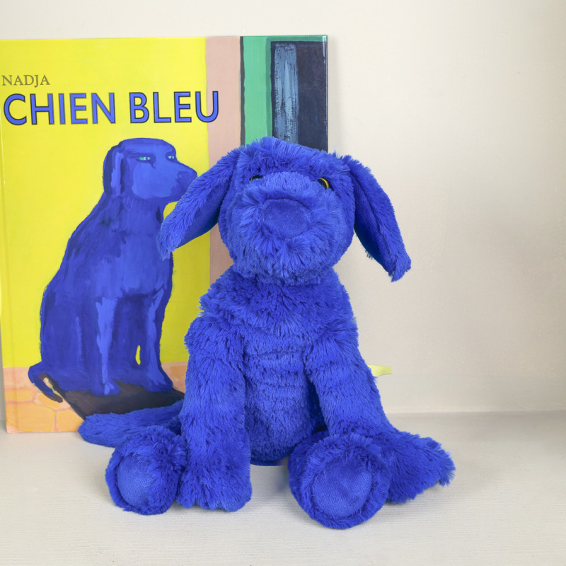 Doudou chien bleu