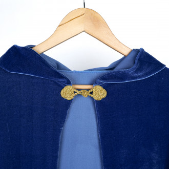 Blue velvet cape suit