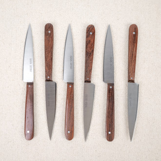 Box of 6 Thiers Issard structured rosewood handle knives
