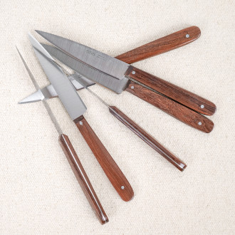 Box 6 knives, structured rosewood handle