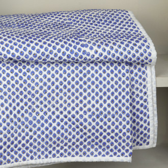 Dessus de lit piqué pâquerette bleue