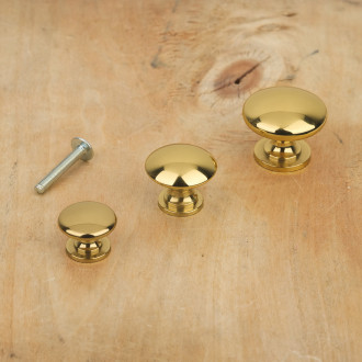 Round polished brass drawer knob