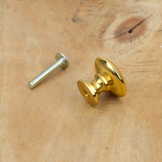Round polished brass drawer knob
