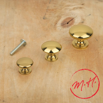 Round polished brass drawer knob