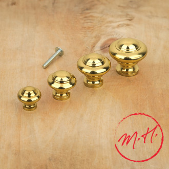 Furniture knob, domed head, polished brass