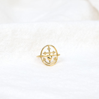 Bague Croix de Camargue perlée Vermeil