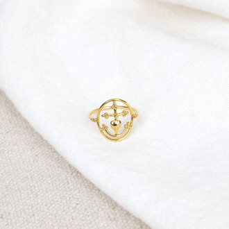 Cross of Camargue ring beaded in Vermeil