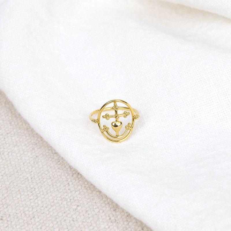 Cross of Camargue ring beaded in Vermeil