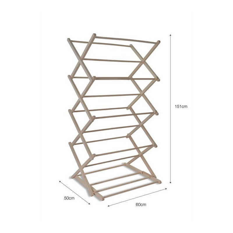 Wooden accordion clothes dryer